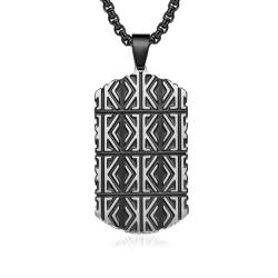 KnSam Halskette Edelstahl, Dog Tag Texturen Anhänger Herren Kette Vintage, Gothic Biker Rolokette, Schwarz von KnSam