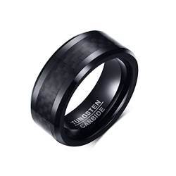 KnSam Trauringe Männer 8MM, Wolfram Ring Band Hochzeit Kohlefaser für Männer, Schwarz, Gr.54 (17.2) von KnSam