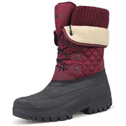 Knixmax Outdoor Winterstiefel Damen Warm Gefütterte Schneestiefel Winterschuhe mit wasserdichtem Obermaterial und rutschfesten Sohlen Geeignet für die Schneesaison im Winter Wein EU42 von Knixmax Outdoor