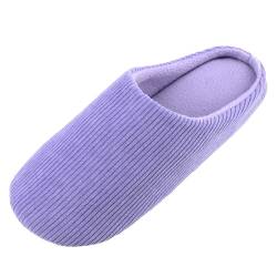 Knixmax Damen Hausschuhe Memory Foam Winter Warme Pantoffeln Bequeme rutschfeste Leicht Home Slipper Violett 42/43EU von Knixmax