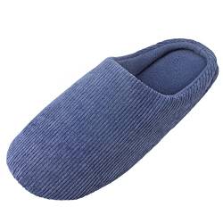 Knixmax Herren Damen Hausschuhe Memory Foam Pantoffeln Winter Warm Slipper Weiche Rutschfeste Unisex-Erwachsene Marineblau 42/43EU von Knixmax