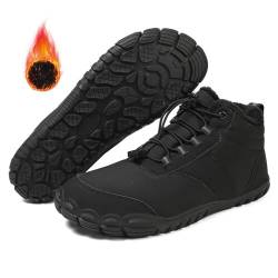 Winter-Wanderstiefel wasserdichte Barfußschuhe Damen rutschfeste Sneakers Breite Wander- und Gehschuhe Komfort Schneestiefel für Frauen und Männer(Black,45 EU) von KnoRRs