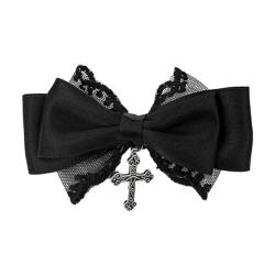 Haarspange mit Kreuzschleife, elegante große seitliche Clip-Schleife, süße Mädchen-Gothic-Schleifen-Stil, Schleife, französische Haarspange von Kobeleen