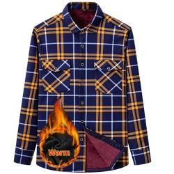 Blitzangebote - Holzfällerhemd Herren Dicke Gefüttert Karierte Jacke Flanellhemd mit 2 Taschen Thermohemd Button Down Thermo Hemd Winter Warm Karohemd Outdoor Langarm Freizeithemd Hemdjacke von Kobilee