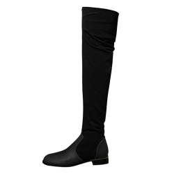 Kobilee Damenstiefel Biker Boots Damen High Heels Stiefel mit Absatz Schwarz Plateau Lederstiefel Overknee Schwarze Thigh Highs Gothic Schuhe Weitschaftstiefel Schnürstiefel Kniehohe Flache von Kobilee