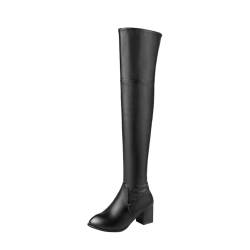 Kobilee Damenstiefel Biker Boots Damen Stiefel Winterstiefel High Heels Overknee Hohe Schuhe Schwarz Womens mit Absatz Thigh Highs Gothic Schwarze Stiefeletten Platform von Kobilee