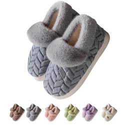 Kobilee Geschlossene Hausschuhe Damen, House Shoes Gipfelfreund Hausschuhe Winter Pantoletten, Flauschig Wärme Rutschfest Plüsch Cloud Hausschuhen Damen Herren von Kobilee