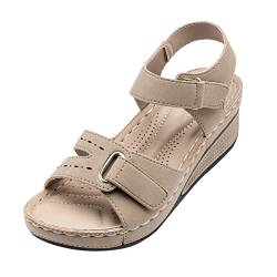 Kobilee Römer Sandalen Frauen - Elegant Plateau Römersandalen Schnüren Breite Füße Schuhe Sommer Boho Sandalen Schwarz Weiß Gold Braune Sommerschuhe Festlich Strandsandalen Römer Pantoletten von Kobilee