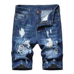 Herren Jeans Shorts Sommer Lässige Jeanshose mit elastischer Taille, Kordelzug und Taschen Plus Size Cargohose Männer Jogginghose Locker Sommerhose Basic Jeans Shorts Einfarbige Herrenhose Arbeitshose von Komiseup