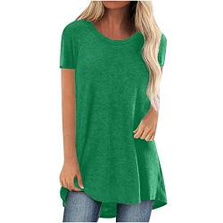 Komiseup Tshirt Damen Lang Kurzarm Locker Sommer T-Shirt Oberteile Große Größen Sommer Tee Shirt Tunika Casual Oversize Shirt Lässig Basic Longbluse mit Tasche Einfarbig Sweatshirt Sommershirts von Komiseup