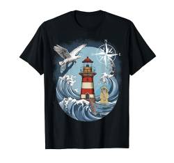 maritim Mädchen Meer Regenschirm Wellen Küste Kinder Kompass T-Shirt von Kompass Richtung Windrose