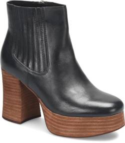 KORK-EASE Baylie Chelsea Boot - Stacked Plateau, handverarbeitetes/metallisches Leder, Schwarz, 40.5 EU von Kork-Ease