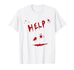 Halloween Kostüm blutige Hand Gesicht Hemd Help Zombie T-Shirt von Kostüme Karneval 2022 Kinder Damen Herren