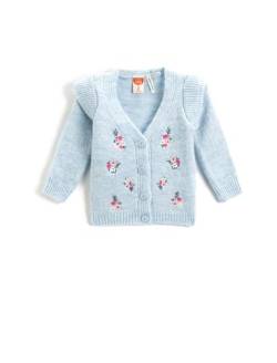 Koton Babygirl Flower Embroidered Knit Cardigan Button Detail V Neck Long Sleeve von Koton