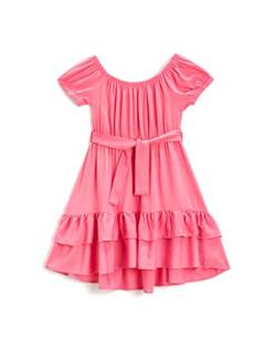 Koton Mädchen Midi Belt Detail Short Sleeve Ruffled Voluminous U Neck Dress, Fushia (332), 11-12 Jahre EU von Koton