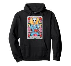 Gruselige Krankenschwester Skelett Frauen Tarotkarte Pullover Hoodie von Krankenpflegeskelett Faules Halloweenkostüm