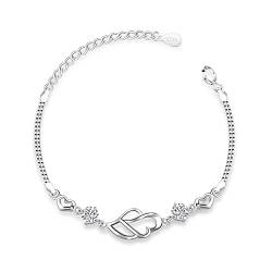 925 Sterling Silber Amband Damen CZ Herz Armschmuck, Empfindlich Klein Kristall Herz Liebe ArmKette, Kommt in Schmuck Geschenk Box von KristLand