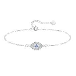 KristLand Böses Auge Armband Silber 925 Silberarmband mit Kubiszirkonian Weißgoldgeplatingtes Und Anpassbares Armband Für Frauen Damen und Mädchen Geeignet Für Feiertage Geburtstage Als Geschenk von KristLand