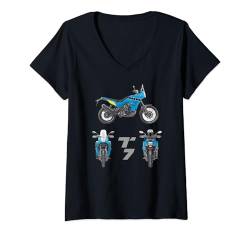 Damen Tenere 700 T7 Adventure Vintage Bike Enduro Shirt Motorrad T-Shirt mit V-Ausschnitt von Kruge Apparel