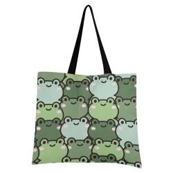 Handtaschen und Geldbörse Grüner Frosch für Frauen Tote Bag Große Kapazität Top Wildtiere Aufbewahrung Griff Shopper Umhängetasche, multi, 19.7 x 16.9 inches von Ksajwzf