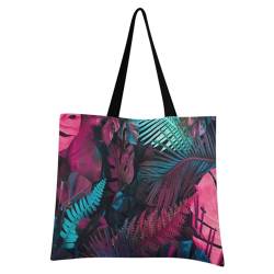 Ksajwzf Handtaschen und Geldbörse, tropische Palmenblätter für Damen, Tragetasche, großes Fassungsvermögen, Aquarell-Baum, Aufbewahrungsgriff, Shopper Schultertasche, multi, 19.7 x 16.9 inches von Ksajwzf