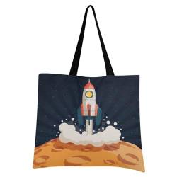 Ksajwzf Handtaschen und Geldbörse Cartoon Planet für Frauen Tote Bag Große Kapazität Top Galaxy Universum Aufbewahrung Griff Shopper Umhängetasche, multi, 19.7 x 16.9 inches von Ksajwzf