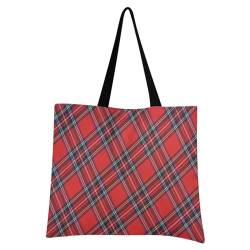 Ksajwzf Handtaschen und Geldbörse Royal Stewart Tartan Plaid für Damen, große Kapazität, Oberteil, rot / schwarz, kariert, mit Griff, Shopper Schultertasche, multi, 19.7 x 16.9 inches von Ksajwzf