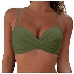 Kswlwccpp Push Up Bikini Oberteil: Sport Neckholder Bauchweg mit Bügel Bikini Oberteil Bikinioberteile mit BH Bandeau Sexy Große Brüste Sport BH Badeanzug Grosse Grössen Einzeln Bikini Top Swimsuit von Kswlwccpp