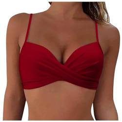 Kswlwccpp Push Up Bikini Oberteil: Sport Neckholder Bauchweg mit Bügel Bikini Oberteil Bikinioberteile mit BH Bandeau Sexy Große Brüste Sport BH Badeanzug Grosse Grössen Einzeln Bikini Top Swimsuit von Kswlwccpp