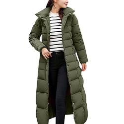 Kswlwccpp Steppmantel Damen Gesteppt Warm Glänzend Langer Mantel Wintermantel Elegant Lang Winter Puffer Mantel Daunenjacke Übergang Leicht Gefüttert Atmungsaktiv Daunenmantel Steppmantel von Kswlwccpp