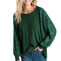 Pailletten Oberteil Damen: XXL Herbst Modern Tunika Pailletten Oberteil Sexy Casual mit Glitzer Glitzer Shirt Longbluse Winter Große Größen Elegant Langarm Glitzer Oberteile Festliche Blusen von Kswlwccpp