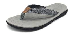 KuaiLu Flip Flops Damen Weich Leder Stoff Zehentrenner Frauen Bade Sandalen Bequeme Breite Füße Badelatschen Yoga Gummi Fußbett Sommer Strand Zehensandalen rutschfest Drinnen Draußen Grau 39 von KuaiLu