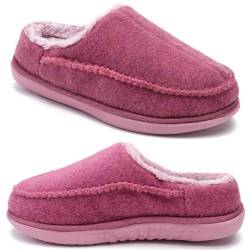 KuaiLu Hausschuhe Damen Filz Memory-Schaum Clog Flauschige Plüsch Warme gefütterte mit Arch Support Slip-On Pantoffeln Frauen mit Fußgewölbestütze Gummisohle Indoor Outdoor Rosa Größe 38 von KuaiLu