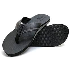 KuaiLu Herren Yoga Schaum Arch Unterstützung Kein Schlupf Leder Zehensandalen, Schwarz, 45 EU von KuaiLu