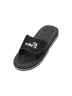 Kubota Badelatschen mit Klettverschluss - Badeschuhe für Herren - Badeschlappen für Strand – Baden Latschen - Schuhe fur Dusch und Sauna - Schwarz 49 von Kubota