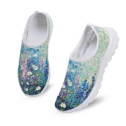 Kuiaobaty Damen Herren Slip-On-Sneaker mit Tierdruck, leicht, Damen-Totenköpfe, modische Sneaker, Fraktal-Kunst-Laufschuhe, Ölgemälde mit Blumen, 38 EU von Kuiaobaty