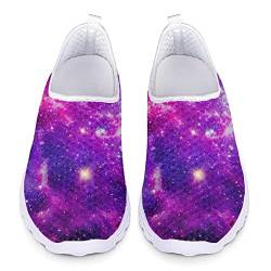 Kuiaobaty Damen Sneakers Komfort Sport Laufschuhe Atmungsaktiv Mesh Walking Sneakers Casual Loafer Sommer Clogs, Galaxy Sternenhimmel lila, 39.5 EU von Kuiaobaty