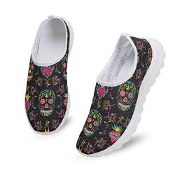 Kuiaobaty Sugar Skull Damen Leichte Sports Gym Walking Sneakers, Mexico Ethnic Skeleton Floral Athletic Trainers mit Memory Foam Lässige Sommerschuhe von Kuiaobaty