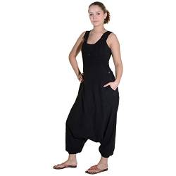 Kunst und Magie Hippie Latzhose Haremshose Hose PSY Goa 70er Overall, Größe:M, Farbe:Black/Schwarz von Kunst und Magie