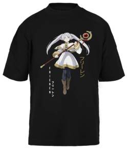 Frieren Sousou No Frieren Unisex Schwarzes Baggy T-Shirt Übergroßes T-Shirt von Kwantees