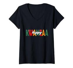 Damen Frohe Weihnachten in Kwanzaa, Afroamerikaner, Herren, Damen, Kinder T-Shirt mit V-Ausschnitt von Kwanzaa African American Pride Apparel