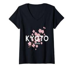 Damen Sakura Lover Japan Kyoto Cute Cherry Blossom Festival T-Shirt mit V-Ausschnitt von Kyoto Reiseoutfit für Männer und Frauen