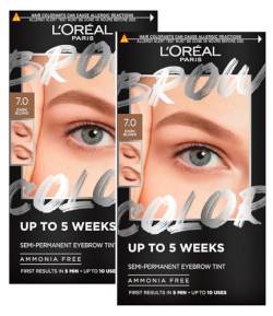 L'Oréal Paris Brow Color Kit Augenbrauenfarbe, halbpermanent, ohne Ammoniak, Färbung für bis zu 5 Wochen, natürliches Ergebnis, Farbe 7.0 Dark Blond – 2er-Set von L'OREAL PARIS