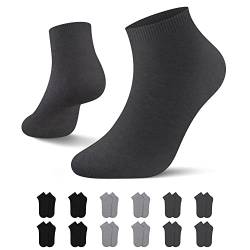 L&K 12 Paar Herren/Damen Sneaker-Socken Uni Farbe Füßlinge schwarz/grau 43/46 2301GE von L&K