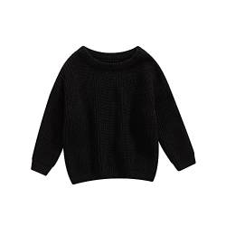 L&ieserram Baby Mädchen Jungen Gestrickt Pullover Jumper Neugeborenen Kinder Langarm Strickpullover Einfarbige Pulli Kleinkinder Kleidung Outfit Knitted Sweater 0-5 Jahre (Schwarz, 12-18 Monate) von L&ieserram