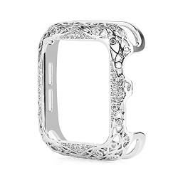 LABOIUF Geschnitzte Kupfer-Frauen-Stoßfänger-Kompatibel mit Apple-Uhr-Gehäuse 45/44mm 41 / 42mm Diamant-Bling-Metall-Abdeckung kompatibel mit iWatch-Serie SE7 / 6/5/4/3/2 Uhrengehäuse(Silver,45mm) von LABOIUF