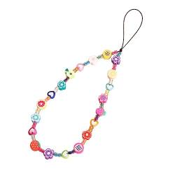 LABRIMP Blumen-handy-kette Perlen-telefon-charme Handschlaufe Mit Telefonschlaufe Telefondekore Telefon Charms Handy-lanyards Für Frauen Hängende Lanyards Handykette Polymer-ton Colorful von LABRIMP