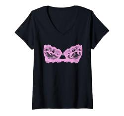 Damen Hot & Funny LACE BRA - SPITZEN-BH X Love Date Valentinstag T-Shirt mit V-Ausschnitt von LACE BRA - SPITZEN-BH Liebe Love Date Valentinstag