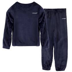 LACOFIA Kinder Jungen Winter Schlafanzüge Warme Polar Fleece Pyjama Set Langarm Hausanzug Nachtwäsche Pjs Mit Lange Oberteile Und Hosen Marineblau 9-10 Jahre/140 von LACOFIA