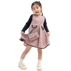 LACOFIA Kleider für Mädchen Winter Herbst Langarm Freizeitkleid Kinder Prinzessin Casual Party Kleider mit Umhängetasche (3843) Rosa 10 Jahre von LACOFIA